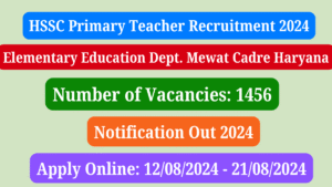 HSSC PRT Recruitment 2024