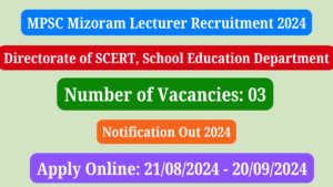 MPSC Mizoram Lecturer Recruitment 2024