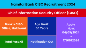 Nainital Bank CISO Recruitment 2024