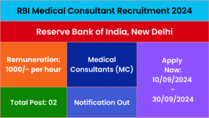 RBI Medical Consultant Recruitment 2024