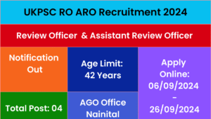UKPSC RO ARO Recruitment 2024