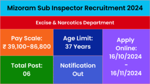 Mizoram Sub Inspector Recruitment 2024