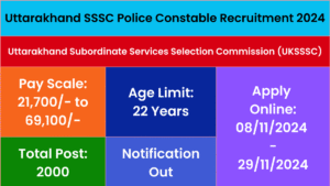 Uttarakhand SSSC Police Constable Recruitment 2024