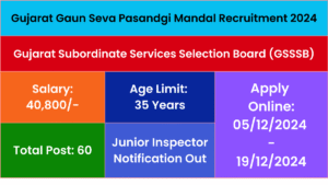 Gujarat Gaun Seva Pasandgi Mandal Recruitment 2024