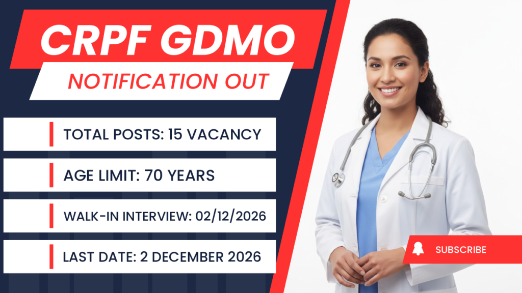 CRPF GDMO Recruitment 2026